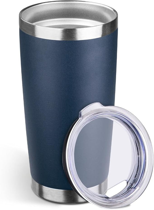 StarSpeed 20oz Tumbler Bulk with Lid, Stainless Steel Insulated Tumblers Double Wall Vacuum Insulated Travel Mug, Powder Coated Coffee Cups for Hot and Cold Drinks(Navy Blue,1)