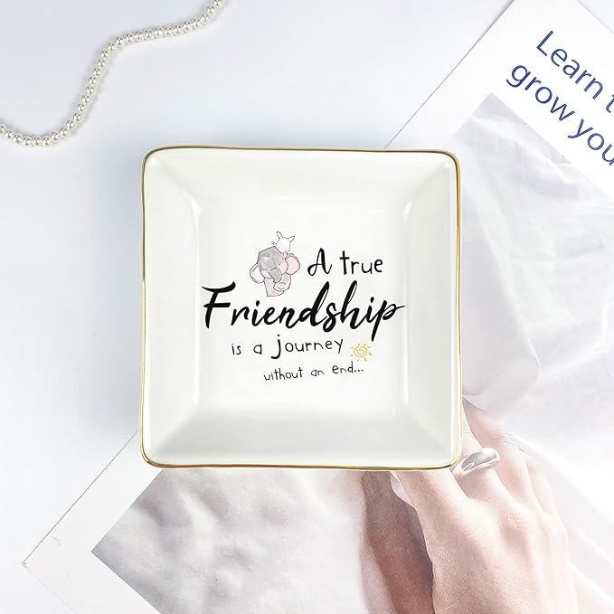 Valentines Friendship Gifts for Women Mothers Day Gifts for Friends Female Best Friend for Women Jewelry Dish Ring Birthday Happy Personalized Gifts Christmas