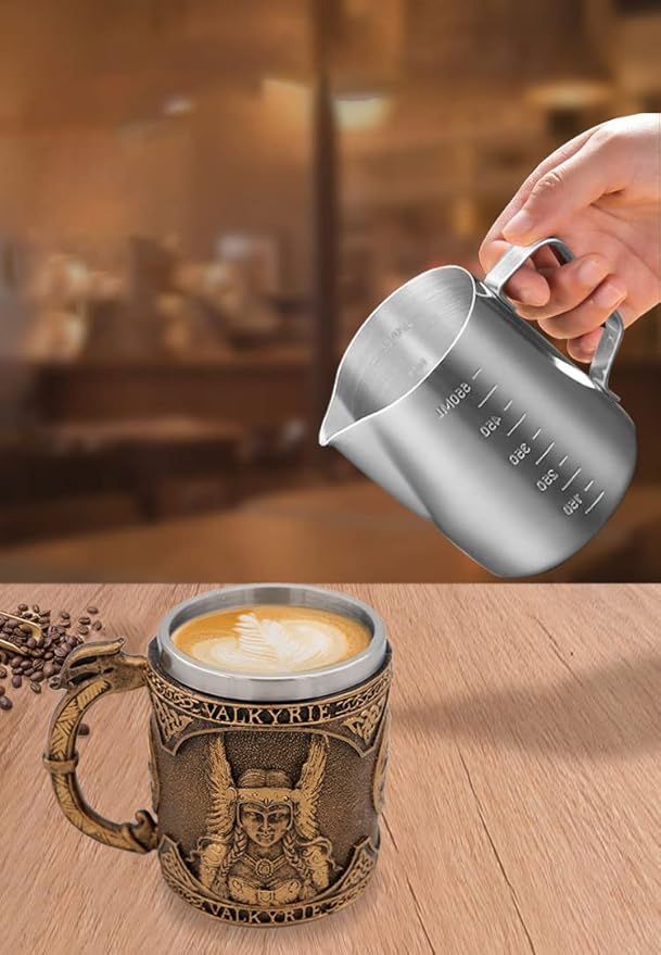 Valkyrie Beer Mug Norse Viking Decor,Stainless Steel Drinking Tankard Coffee Cup Norse Viking Mug Poetic Gothic Party Decoration Drinkware Gift Mugs for Men 18OZ