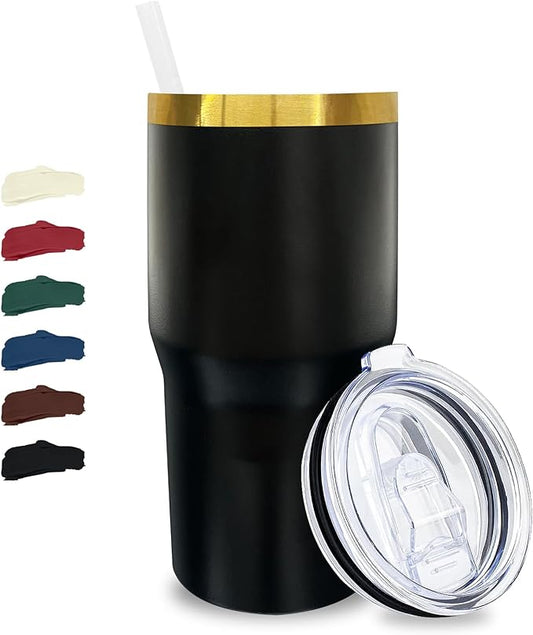 20 oz Tumbler Stainless Steel Tumbler with Lid and Straw, Double Wall Vacuum Insulated Travel Coffee Mug for Laser Engrave, Powder Coated Cups for Hot and Cold Drinks (Black,1 pack)