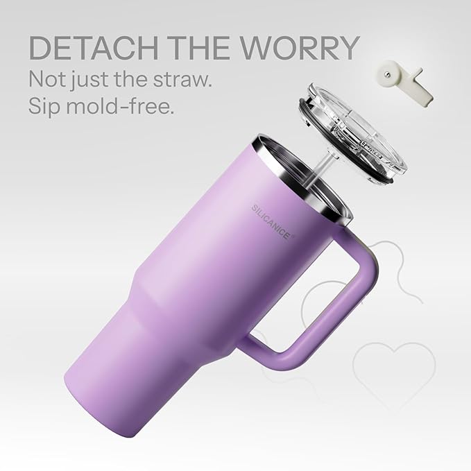 Easy Clean Pro Tumbler - 40 oz Water Bottle with Handle Quick-Disassemble Flip Straw, Leakproof Insulated Stainless Steel, Dishwasher Safe, BPA-Free Gifts for Women & Men