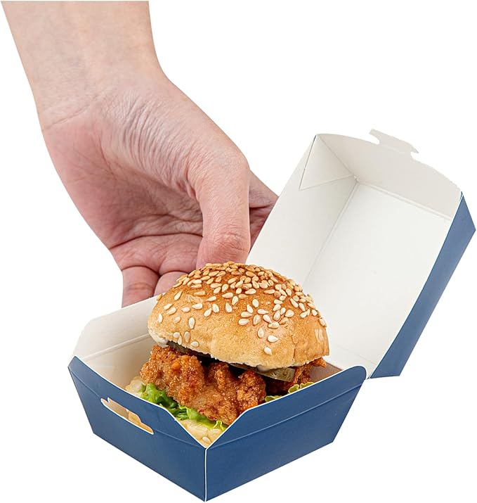 Restaurantware 2.5 x 2.5 x 2 Inch Mini Burger Boxes 100 Clamshell Food Containers - Hinged Lid Disposable Frenchie Paper Take Out Boxes Serve Sliders Or Finger Foods
