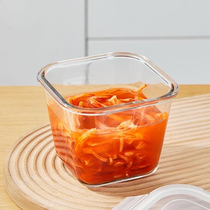 Square Glass Food Storage Containers, 4 Cup Glass Soup Container with Airtight Lids,Square Food Meal Prep Bowls for Salad soupleftovers, Fridge、Microwave、Dishwasher Safe (4 Pack)
