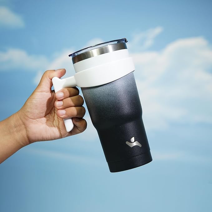 20 oz Tumbler with Handle and 2 Straw 2 Lid, Insulated Water Bottle Stainless Steel Vacuum Cup Reusable Travel Mug,Day Night