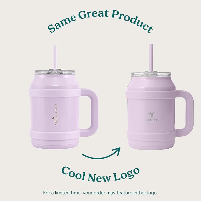 REDUCE Reusable 50 oz Cold1 Water Tumbler – Ergonomic Handle – Double-Wall Insulation – Sturdy Desktop/Tabletop Mug with Lid and Straw – BPA-Free – Stainless Steel for Gym, Home, or Office– Dark Web
