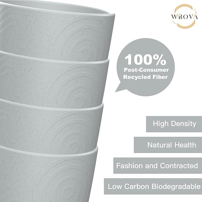 Wheat Straw Cups 8 PCS Good Alternative to Plastic Reusable Cups 12 oz Unbreakable Drinking Cup Reusable Dishwasher Safe Water Plastic Glasses Light Grey