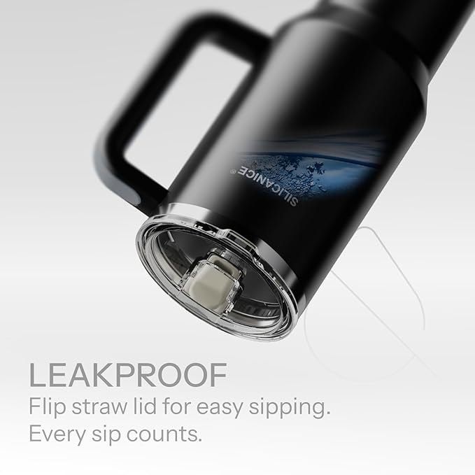 Easy Clean Pro Tumbler - 40 oz Water Bottle with Handle Quick-Disassemble Flip Straw, Leakproof Insulated Stainless Steel, Dishwasher Safe, BPA-Free Gifts for Women & Men