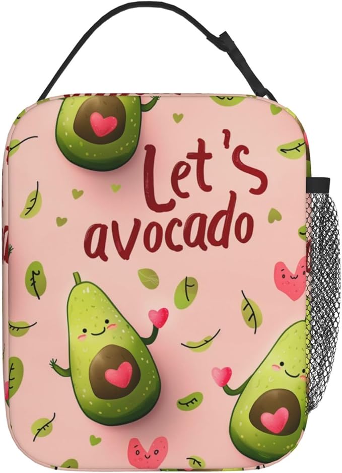 Avocado Insulated Lunch Bag for Women Men Avocado Lunch Bag for Work,Picnic,Travel,Hiking,Beach or Fishing Polyester Avocado Lunch Box