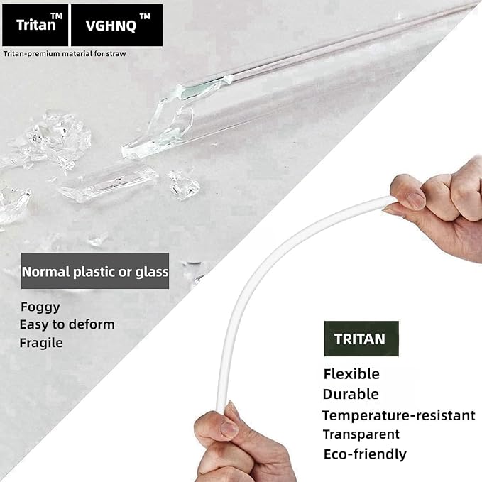 Replacement Straw for Stanley Tumbler 40 oz, 12 inch Tritan Extra Long Straws for Stanley Cup, 6 Pack Reusable BPA-free Straws w/1 Silicone Cleaning Brush, Dishwasher Safe Drinking Accessories, Clear