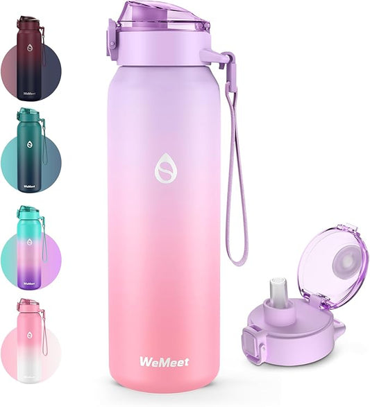 32oz Water Bottle with Removable Straw and Spout Lid Two Ways to Drink, 18/10 Stainless Steel Insulated Water Bottle, BPA-Free, Leak Proof, Double wall, for Sports, Gym