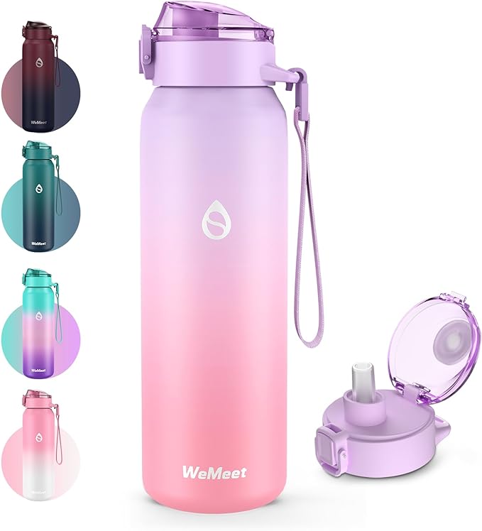 32oz Water Bottle with Removable Straw and Spout Lid Two Ways to Drink, 18/10 Stainless Steel Insulated Water Bottle, BPA-Free, Leak Proof, Double wall, for Sports, Gym