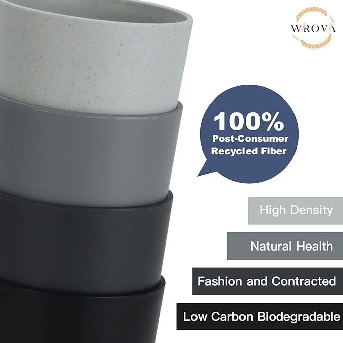 Wrova Wheat Straw Cups 8 PCS Good Alternative to Plastic Cups 20 oz Unbreakable Drinking Cups Reusable Tumbler Set Dishwasher Safe Water Glasses Classic Series