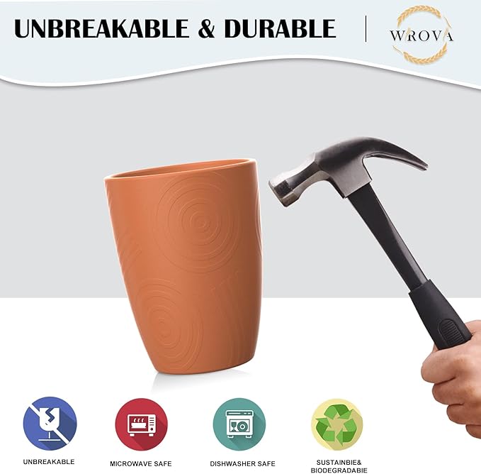 Wheat Straw Cups 8 PCS Good Alternative to Plastic Reusable Cups 12 oz Unbreakable Drinking Cup Reusable Dishwasher Safe Water Plastic Glasses Colorful