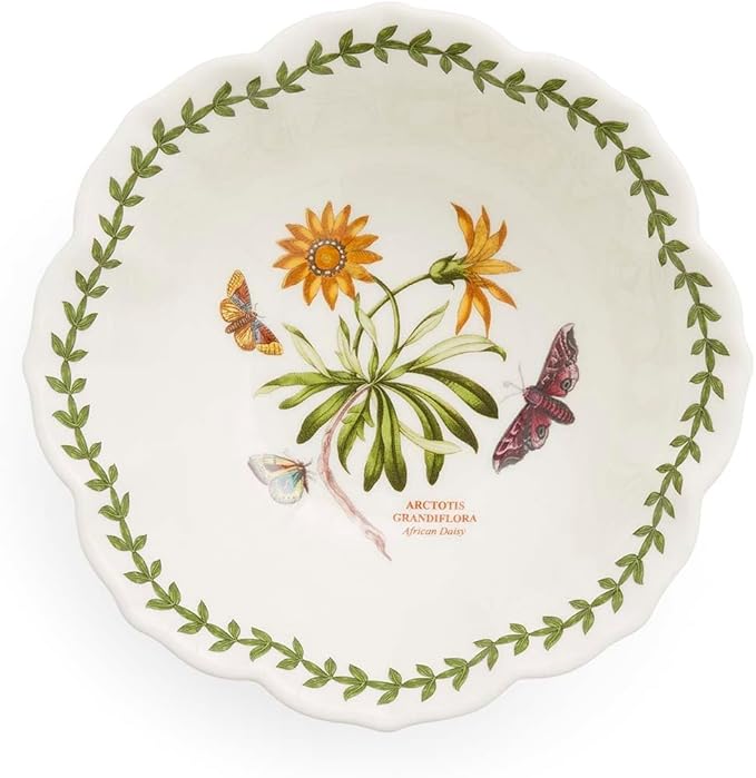 Portmeirion Botanic Garden Lotus Blossom Bowl, Set of 4 - African Daisy Floral Design - 6" Porcelain Dishes for Breakfast, Snacks, Sides or Desserts - Microwave, Oven, Freezer & Dishwasher Safe