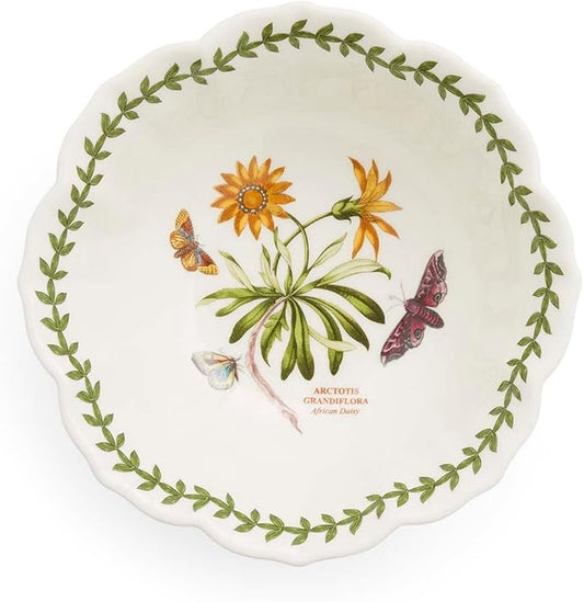 Portmeirion Botanic Garden Lotus Blossom Bowl, African Daisy Illustration, 6" Porcelain Floral Dish for Side, Snack or Dessert Use - Microwave, Oven, Freezer & Dishwasher Safe