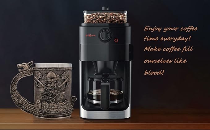 Medieval Viking Mug Beer Stein Tankard,Stainless Steel Drinking Tankard Mug Coffee Cup,Norse Mythology Poetic Gothic Decor Party Decoration Drinkware Gift for Men18OZ(Drakkar Warrior)