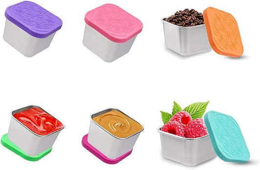 6 Pack 6oz Stainless Steel leak-proof Snack Box Portable Sealed Food Storage Box, a versatile food container for kids, fitness, picnic and travel