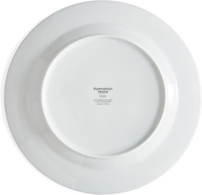 Portmeirion Home Roses 16 Piece Set - Delicate Pink Rose & Butterfly Pattern, Dishwasher Safe Porcelain Dinnerware for Garden Parties, Bridal Showers, Tea Time & Family Gatherings - 10.5" Plates