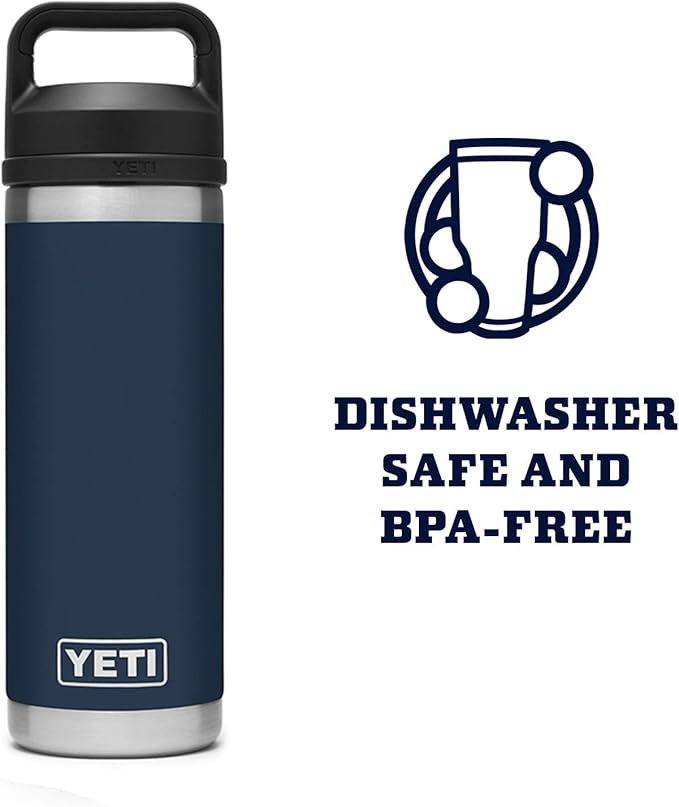 YETI Rambler 18 oz Bottle, Vacuum Insulated, Stainless Steel with Chug Cap, Navy