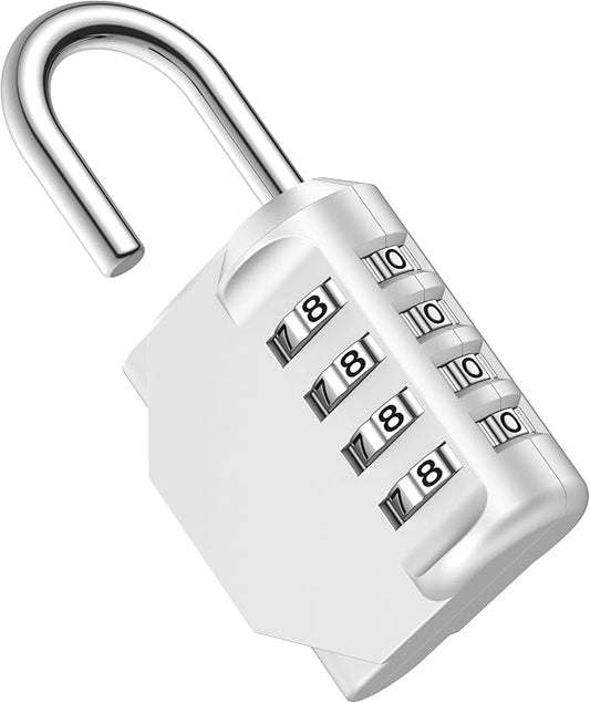Puroma Combination Lock 4 Digit Waterproof Locker Locks Secure Outdoor Padlock for Gym Lockers, Toolboxes, Gates, Fences, Storage, Sports Locker, Cabinets (Silver)