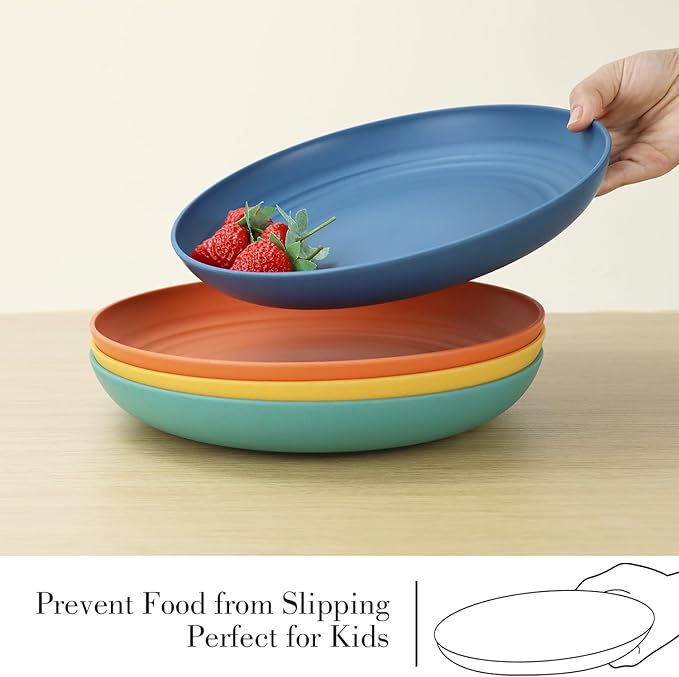 Wheat Straw Dinnerware Sets for 4,Dishwasher & Microwave Safe Plates and Bowls Sets 16 PCS,Unbreakable Dish Sets for Kitchen,Camping and Outdoor, Dinner Plate,Sauce Dish,Cereal Bowl,Cups- Multi color