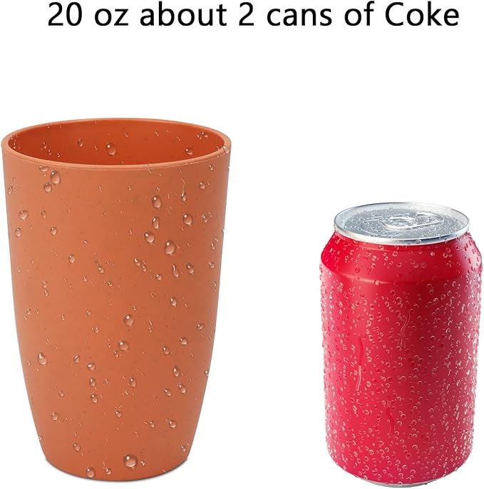 Homienly Wheat Straw Cups 8 PCS Plastic Cups Unbreakable Drinking Cup Reusable Dishwasher Safe Water Glasses with 4 Colors (20 OZ)