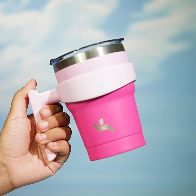 10 oz Tumbler with Handle and 2 Straw 2 Lid, Insulated Water Bottle Stainless Steel Vacuum Cup Reusable Travel Mug, Cherry