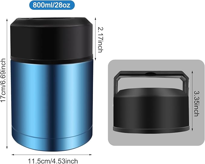 28oz Soup Thermos, Stainless Steel Thermos for Hot Food, Wide Mouth Food Thermos Jar, Insulated Lunch Container Leak Proof Vacuum Thermal Flask (blue)