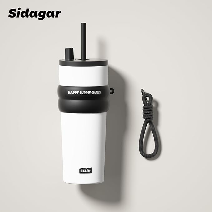 24 oz Stainless Steel Tumbler with Lid and Straw, Insulated Water Bottle Leak Proof for Hot and Cold, Portable Travel Coffee Mug, Reusable Coffee Cup for Women, White