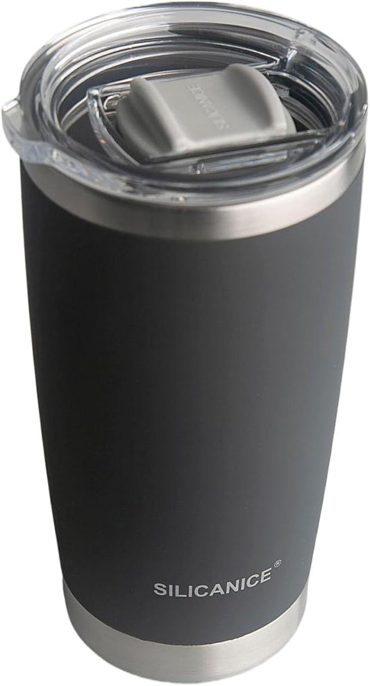 Gray The Only Soft Touch 20oz Stainless Steel Insulated Tumbler with MacSlider Lid-Spill Proof,Dishwasher Safe,Durable Thermal Cup for Hot/cold Coffee, Water & Smoothies