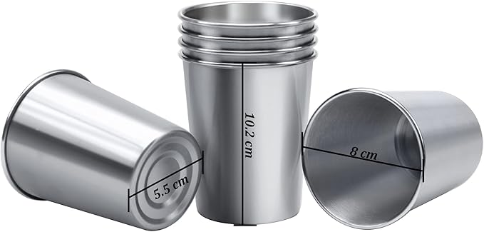 Ruisita 10 Pieces 12 Ounce Stainless Steel Cups Metal Pint Cups Shatterproof Drinking Glasses for Kids or Adults (12 oz/350 ml)