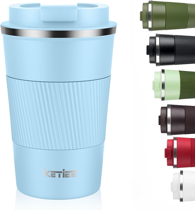 KETIEE Travel Mug 12oz, Insulated Coffee Mug with Leakproof Lid, Travel Coffee Mug Vacuum Stainless Steel Double Walled Reusable Coffee Cup for Hot and Iced Coffee Tea Water