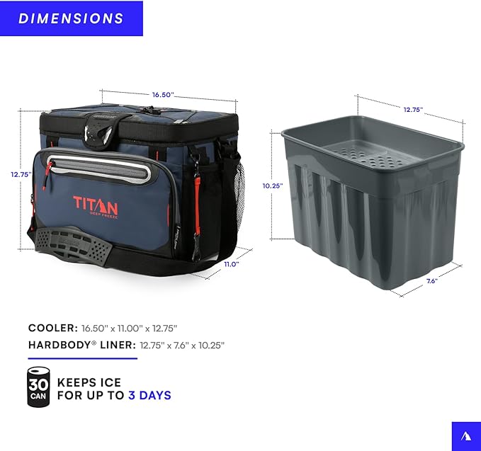 Titan by Arctic Zone Deep Freeze Cooler - Zipperless Hardbody Cooler - Deep Freeze Insulation, HardBody Liner, and SmartShelf