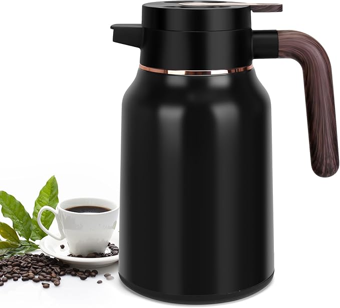 51oz Thermal Coffee Carafe, Stainless Steel Carafes for Hot Liquids 12 Hours, Insulated Coffee Carafes For Keeping Hot Coffee, Hot Water, Tea, Hot Beverage (Black)