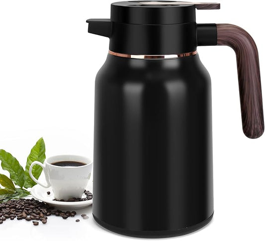 51oz Thermal Coffee Carafe, Stainless Steel Carafes for Hot Liquids 12 Hours, Insulated Coffee Carafes For Keeping Hot Coffee, Hot Water, Tea, Hot Beverage (Black)