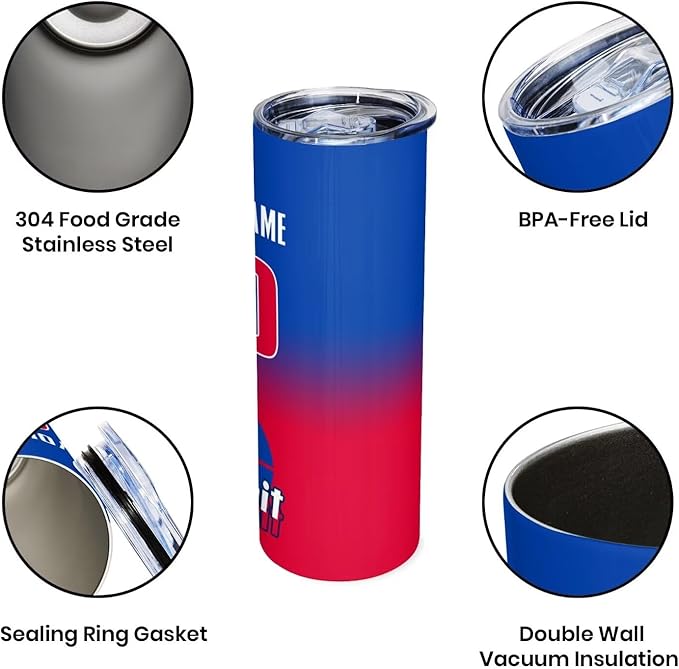 Custom Tumblers Stainless Steel Cup Personalized Basketball Insulation Travel Mug Add Your Name Number 20 oz Fans Gift for Men Women