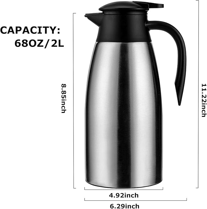 6 sets 70 oz Thermal Coffee Carafe for keeping hot, Carafe for hot liquid, Airpot Insulated Stainless Steel Vacuum Thermal Pot for Coffee, Hot Water,Keep Hot 12 Hours (4silver)