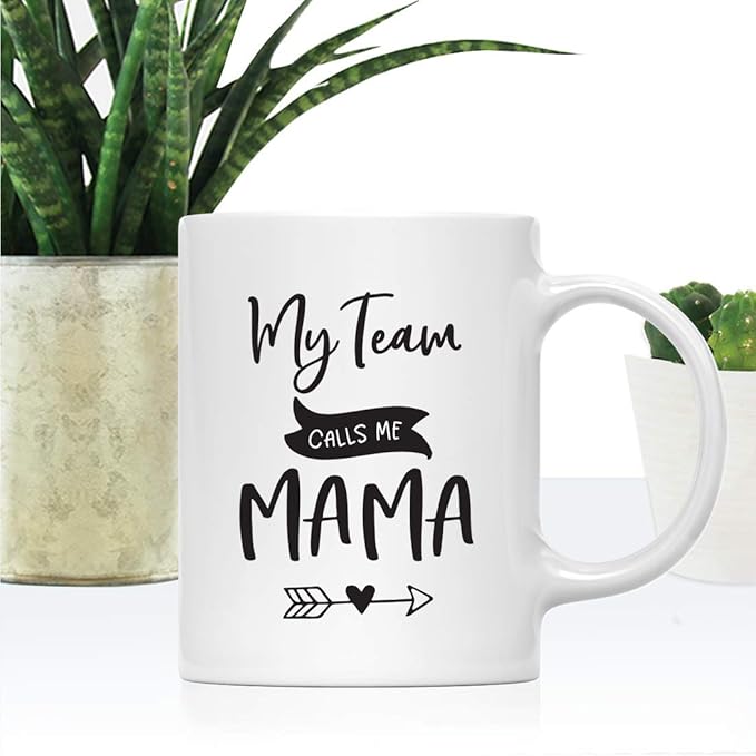 Andaz Press Mother's Day 11oz. Ceramic Coffee Tea Mug Gift for Mom, My Team Calls Me Mama, 1-Pack