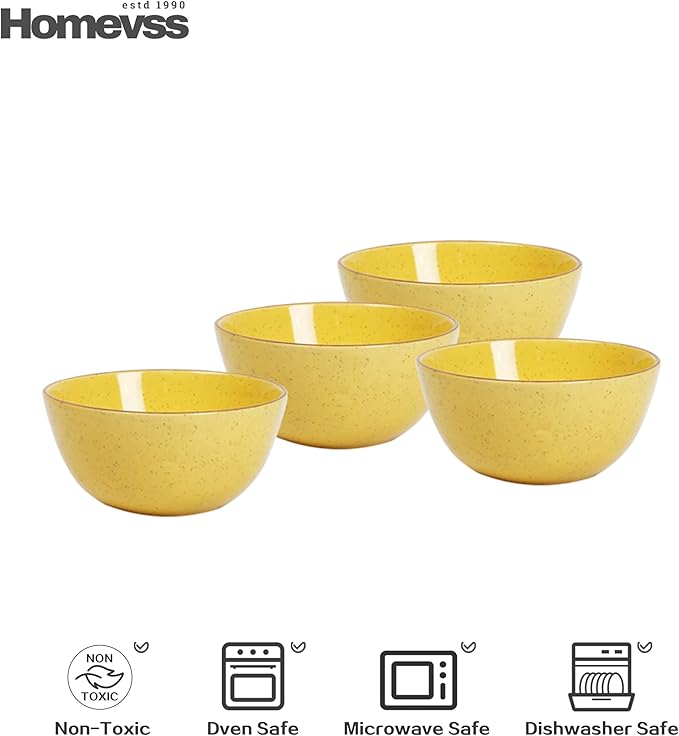 Eur-Nordic Shape Raising Rim 20pc Dinnerware Set, Shiny Glaze Yellow with Speckle Effect