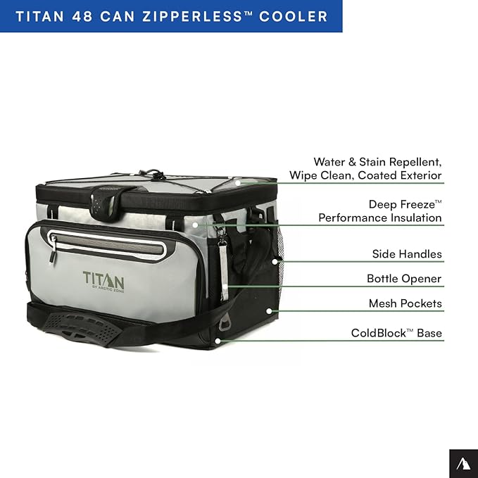 Titan by Arctic Zone Deep Freeze Cooler - Zipperless Hardbody Cooler - Deep Freeze Insulation, HardBody Liner, and SmartShelf