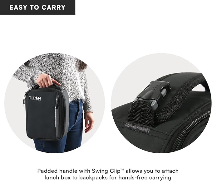 Titan Fridge Cold Upright Lunch Box With 2 250g Ice Walls®, Black Ice