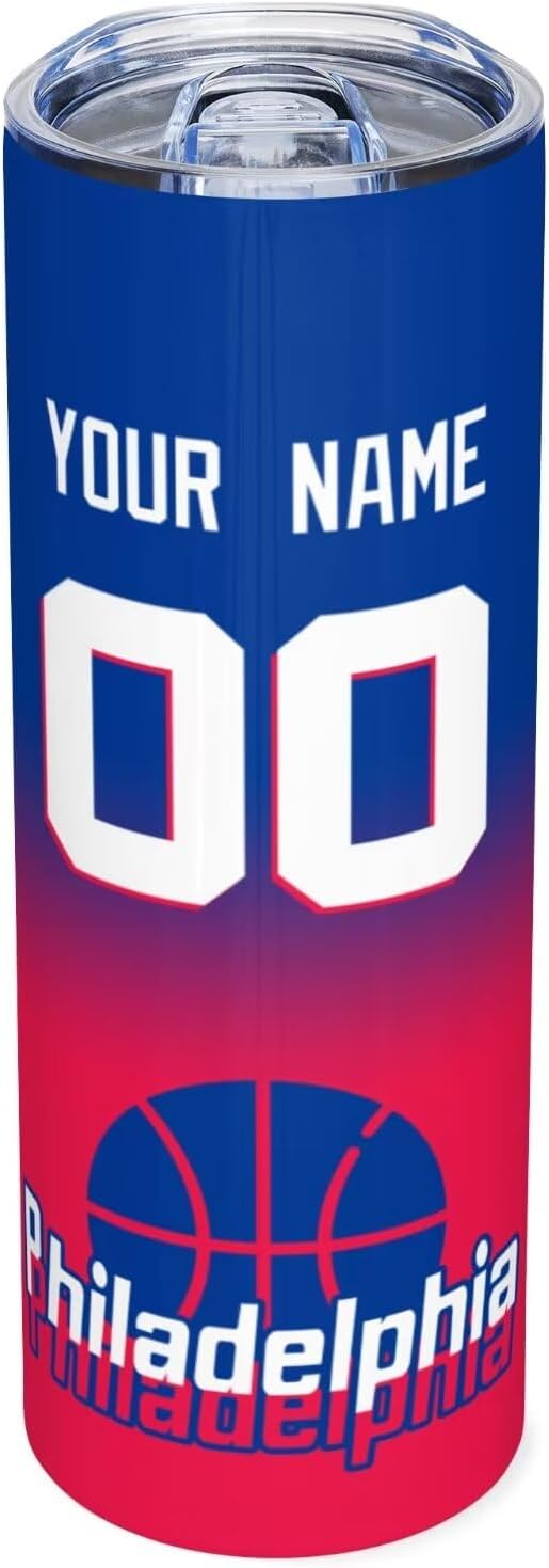 Custom Tumblers Stainless Steel Cup Personalized Basketball Insulation Travel Mug Add Your Name Number 20 oz Fans Gift for Men Women