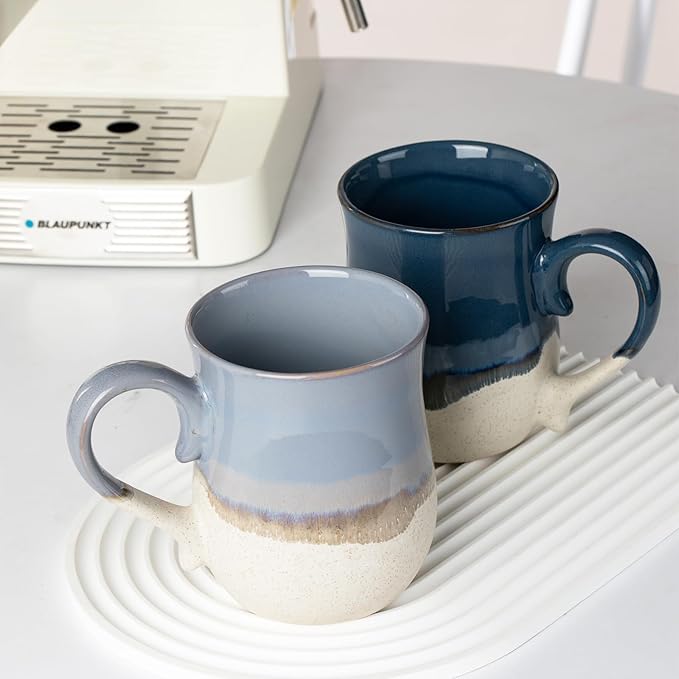 20 OZ Large Coffee Mugs, Ceramic Coffee Mug Big Tea Cups with a Large Handle for Office and Home, Microwave and Dishwasher Safe (20 OZ Grey Blue)