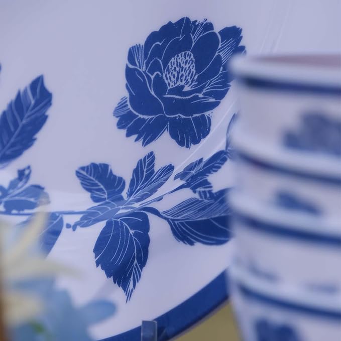 Melamine Dinnerware Set 12-Piece for 4 Dish Set Plates Bowls Unbreakable Dishware for Indoor Outdoor Use Lightweight Durable for Camping Picnics Parties light blue