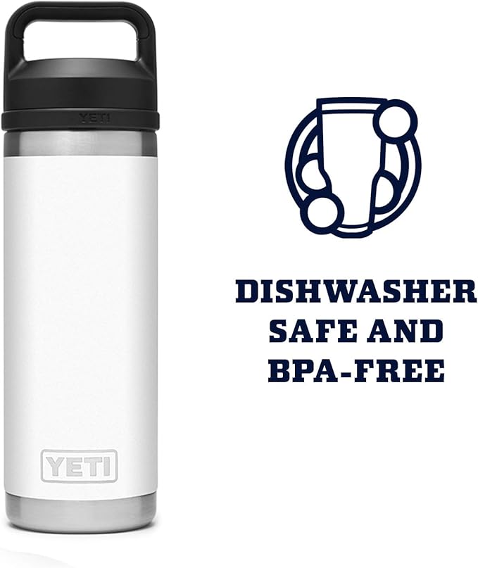 YETI Rambler 18 oz Bottle, Vacuum Insulated, Stainless Steel with Chug Cap, White