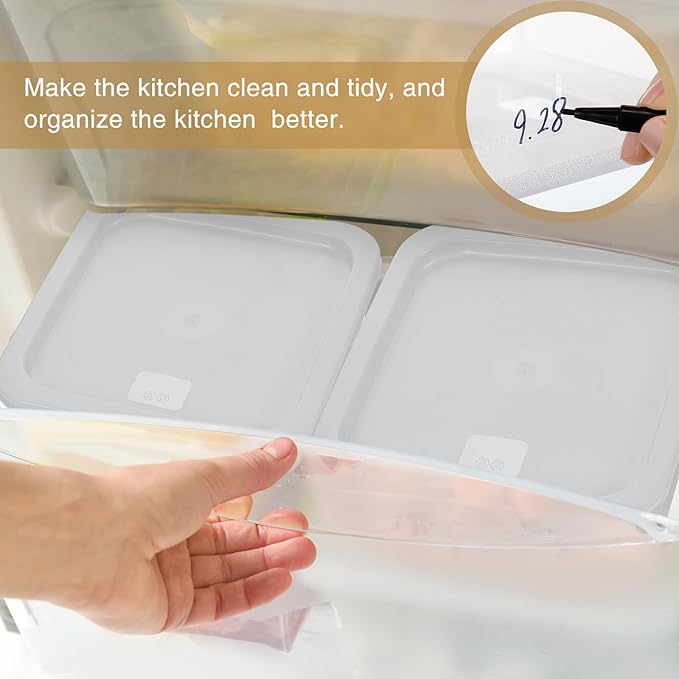 2 Pieces Square Food Storage Containers Polycarbonate Clear food Container with Lid Commercial Storage with Graduations for Commercial Kitchen Dough Marinating Meat(White,6 Qt)