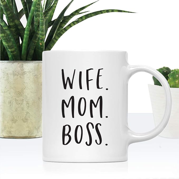 Andaz Press Mother's Day 11oz. Ceramic Coffee Tea Mug Gift for Mom, Wife. Mom. Boss, 1-Pack