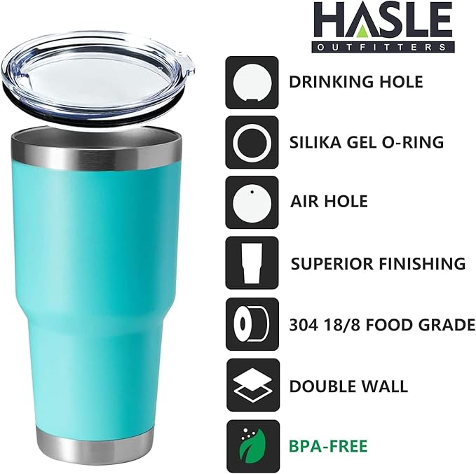 HASLE OUTFITTERS 30oz Stainless Steel Tumbler, Double Wall Vacuum Insulated Travel Mug Tumbler, Durable Insulated Coffee Mug, Gift Box Set (Green, 12)