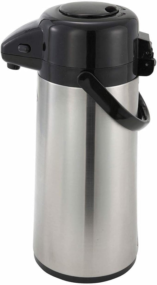 Winco AP-522 Glass Lined Insulated Coffee Dispenser, 2.2 Liter, Stainless Steel, Black