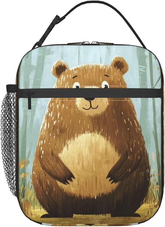 Bear Insulated Lunch Bag for Women Men Bear Lunch Bag for Work,Picnic,Travel,Hiking,Beach or Fishing Polyester Bear Lunch Box